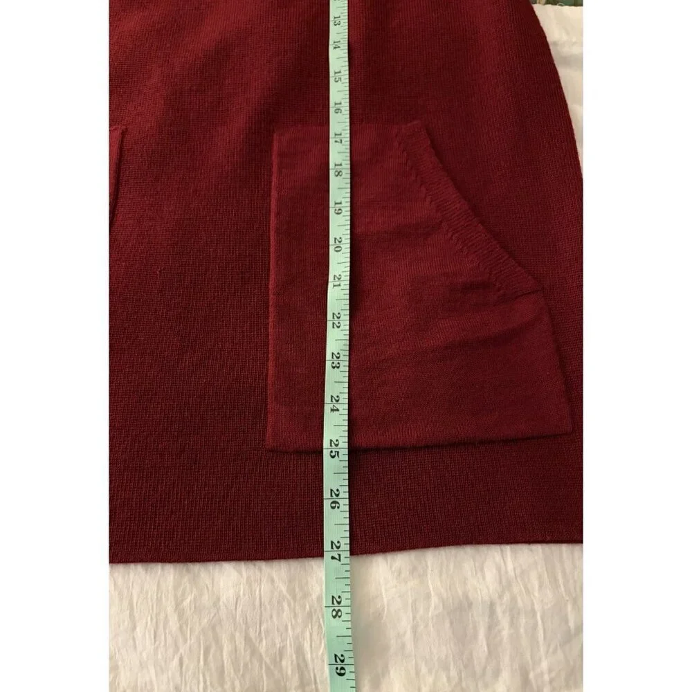 J.CREW Women’s Merino Wool Maroon Red Double Pocket Tunic Sweater Size XS